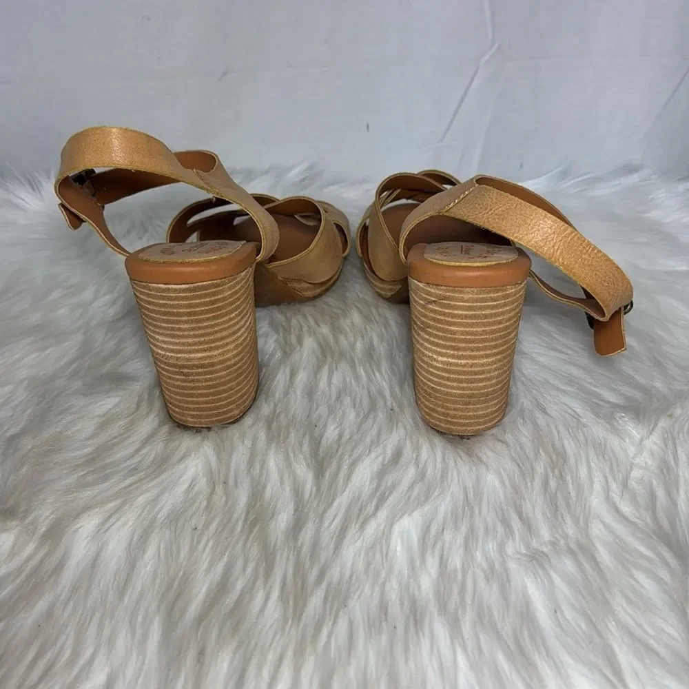 Korks Hutton NWOT Tan Leather Ankle Strap Sandals‎ Sz 11